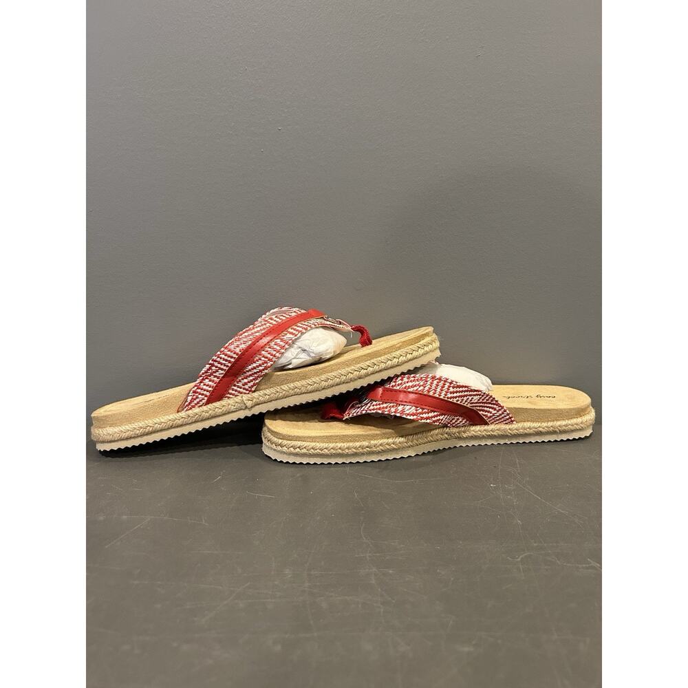 Easy Street NWT Women's Starling Slip-On Woven Sandals Red‎ & White Size 10